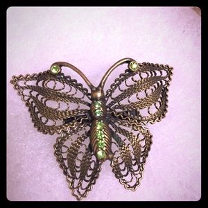 🦋 Vintage Filigree Butterfly Brooch